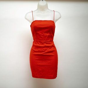 UO Red Stretch Linen Mini Dress